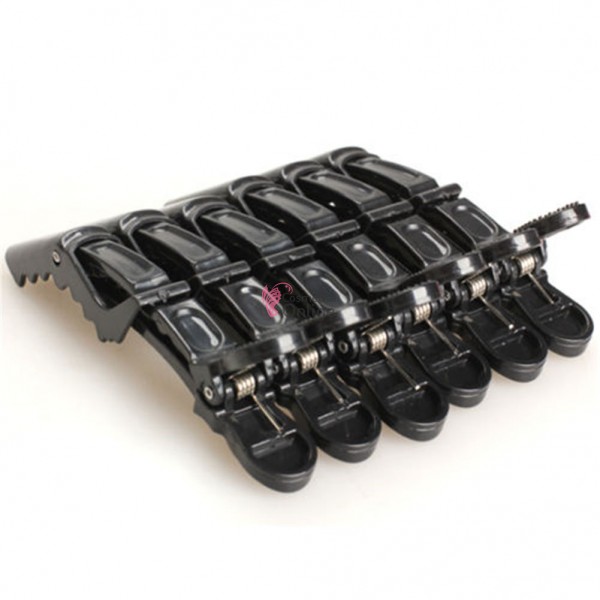 Clesti de coafor, clestisori pentru par tip crocodil CRD06 Negri, 6 bucati  31317